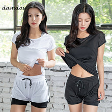 Load image into Gallery viewer, 2019 3Piece Women's Yoga Sets Sport Women Fitness Gym Yoga Bra Top TShirt Sportswear Trainning Short Tracksuit Running Suit