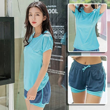 Load image into Gallery viewer, 2019 3Piece Women's Yoga Sets Sport Women Fitness Gym Yoga Bra Top TShirt Sportswear Trainning Short Tracksuit Running Suit