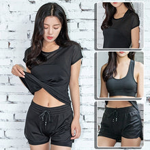 Load image into Gallery viewer, 2019 3Piece Women's Yoga Sets Sport Women Fitness Gym Yoga Bra Top TShirt Sportswear Trainning Short Tracksuit Running Suit