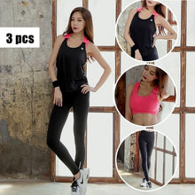 Load image into Gallery viewer, 3pc Yoga Set Women sport Suit Black Red Sportswear Vest Bra Fitness Clothing Sports Leggings Workout Gym Running Tracksuits