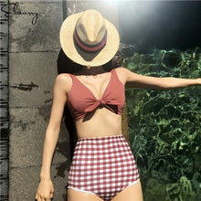 Load image into Gallery viewer, High Waisted Bikini Set Women Swimwear Women Swimsuit Padded 2018 Halter Top Bathing Suit Beachwear Maillot De Bain Biquini