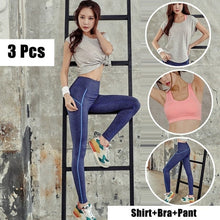 Load image into Gallery viewer, 3 Pieces Yoga Set Yoga Set Sexy Fitness Running Gym Workout Tracksuit Sports Women Geometry Print Gym Clothes Female Jogging Set