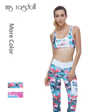 Load image into Gallery viewer, Floral Print Fitness Women Yoga Set Sport Bra and Legging Pants 2 Piece Women Suits Sexy Elastic Push Up Slim Yoga Sportswear