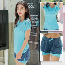 Load image into Gallery viewer, 2019 High Waist Women 3Piece Yoga Sets Sport Women Fitness Gym Sports Bra Women Running Sets  Workout Crop Yoga Top Short
