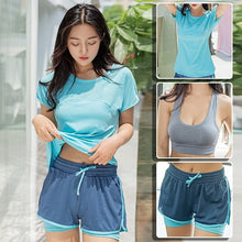 Load image into Gallery viewer, 2019 High Waist Women 3Piece Yoga Sets Sport Women Fitness Gym Sports Bra Women Running Sets  Workout Crop Yoga Top Short
