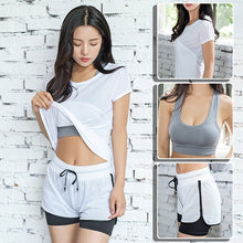 Load image into Gallery viewer, 2019 High Waist Women 3Piece Yoga Sets Sport Women Fitness Gym Sports Bra Women Running Sets  Workout Crop Yoga Top Short