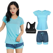 Load image into Gallery viewer, OLOEY 3 Pcs Quick Dry Yoga Set Workout Sport Suit Fitness Tight Sexy Sports Bra Top Leggings Yoga Clothes Tracksuit For Women