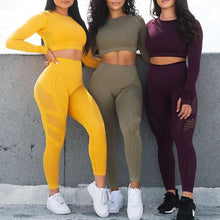 Load image into Gallery viewer, 2019 High Waist Women Eyelet Flawless Knit Tights Seamless Yoga Leggings Tummy Control Fitness Gym Leggings Sports Workout Pants