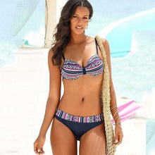Load image into Gallery viewer, Sexy Push Up Swimwear 2019 Retro Print Bikini Women Swimsuit Brazilian Bikini Low Waist Bathing Suit Halter Bikinis Suit Swimuit