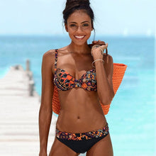 Load image into Gallery viewer, Sexy Push Up Swimwear 2019 Retro Print Bikini Women Swimsuit Brazilian Bikini Low Waist Bathing Suit Halter Bikinis Suit Swimuit