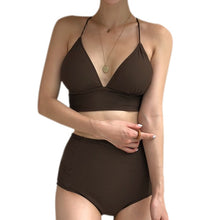 Load image into Gallery viewer, Solid color Lace-Up Bikini Sets Women High Waist Two Pieces Swimsuits 2019 Girl Sexy Bathing Suits