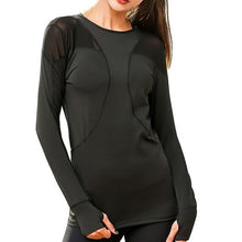Load image into Gallery viewer, MAIJION Mesh Patchwork Seamless Yoga Shirt Ladies Crop Top Breathable Gym Clothing Women Solid Color Tops Fitness Long Sleeve