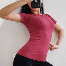Load image into Gallery viewer, Seamless yoga top for women workout gym crop top fitness sport shirts breathable running t shirt athletic activewear tops