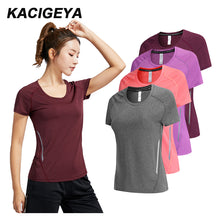 Load image into Gallery viewer, T Shirt Running Woman Quick Dry Fitness Slim Short Sleeves Breathable Gym Nylon Sportswear Yoga Shirts Compression Female 2019