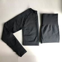 Load image into Gallery viewer, Ombre Seamless 2 Piece Set Women Sport Suit Gym Workout Clothes Long Sleeve Fitness Crop Top And Scrunch Butt Leggings Yoga Set