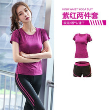 Load image into Gallery viewer, 5 pieces sets coat+t shirt+bra+shorts+leggings women yoga clothing quick dry outdoor sports running fitness gym ropa deportiva