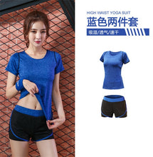 Load image into Gallery viewer, 5 pieces sets coat+t shirt+bra+shorts+leggings women yoga clothing quick dry outdoor sports running fitness gym ropa deportiva