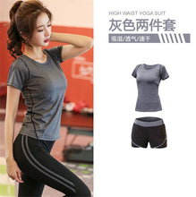 Load image into Gallery viewer, 5 pieces sets coat+t shirt+bra+shorts+leggings women yoga clothing quick dry outdoor sports running fitness gym ropa deportiva