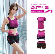 Load image into Gallery viewer, 5 pieces sets coat+t shirt+bra+shorts+leggings women yoga clothing quick dry outdoor sports running fitness gym ropa deportiva