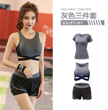 Load image into Gallery viewer, 5 pieces sets coat+t shirt+bra+shorts+leggings women yoga clothing quick dry outdoor sports running fitness gym ropa deportiva