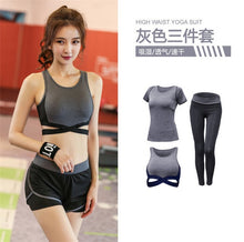 Load image into Gallery viewer, 5 pieces sets coat+t shirt+bra+shorts+leggings women yoga clothing quick dry outdoor sports running fitness gym ropa deportiva
