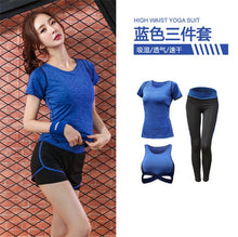 Load image into Gallery viewer, 5 pieces sets coat+t shirt+bra+shorts+leggings women yoga clothing quick dry outdoor sports running fitness gym ropa deportiva