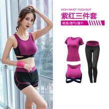 Load image into Gallery viewer, 5 pieces sets coat+t shirt+bra+shorts+leggings women yoga clothing quick dry outdoor sports running fitness gym ropa deportiva