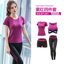 Load image into Gallery viewer, 5 pieces sets coat+t shirt+bra+shorts+leggings women yoga clothing quick dry outdoor sports running fitness gym ropa deportiva