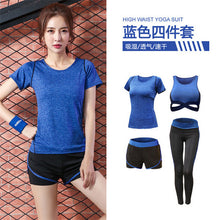 Load image into Gallery viewer, 5 pieces sets coat+t shirt+bra+shorts+leggings women yoga clothing quick dry outdoor sports running fitness gym ropa deportiva