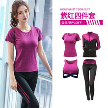 Load image into Gallery viewer, 5 pieces sets coat+t shirt+bra+shorts+leggings women yoga clothing quick dry outdoor sports running fitness gym ropa deportiva