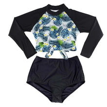 Load image into Gallery viewer, Korean Style New Women Sexy Swimsuit Two Pieces Long sleeves Print Surf Wear Sunscreen Beach clothes female Swimwear With padds