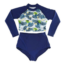 Load image into Gallery viewer, Korean Style New Women Sexy Swimsuit Two Pieces Long sleeves Print Surf Wear Sunscreen Beach clothes female Swimwear With padds