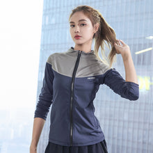 Load image into Gallery viewer, Long Sleeve Yoga Coat Women Slim Zipper Sport Jersey Leisure Mesh Jogging Running Jacket with Pockets training fitness blouse