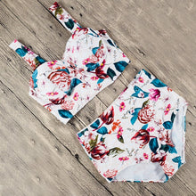 Load image into Gallery viewer, The Newest Plaid Women Two Pieces Swimsuit Back Bow Tie push-up swimming wear high waist Beachwear Bathing suit