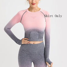 Load image into Gallery viewer, Shark Women Ombre Cropped Seamless Long Sleeve Top Crop Top Women Workout Shirts for Women Sports Tops Women Gym