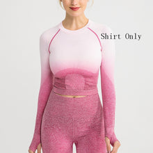 Load image into Gallery viewer, Shark Women Ombre Cropped Seamless Long Sleeve Top Crop Top Women Workout Shirts for Women Sports Tops Women Gym