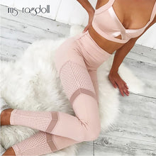 Load image into Gallery viewer, 2019 Hot Sports Bra Leggings Women Mesh Stitching Clothes Yoga Set Female Fitness Tracksuit Pants Sexy Tops Slim Sportswear Gym