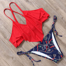 Load image into Gallery viewer, Women Swimsuit Bandage Bikini Set Push-Up Brazilian Floral Print Boho Bikini Ruffle Swimwear Beachwear Women's swimsuits 2019