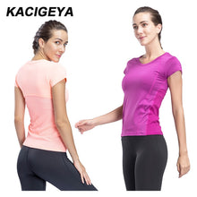 Load image into Gallery viewer, Gym T Shirt Women Quick Dry Running Cycling Yoga T Shirts Women Breathable Short Sleeve Sport Women Fitness Tops 2018