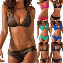 Load image into Gallery viewer, Bikinis 2019 mujer Women Swimsuit Push Up Swimwear Brazilian Bikini Set Halter Retro Beach Bathing Suit Cover up maillot de bain