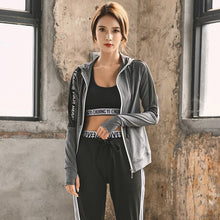 Load image into Gallery viewer, Gym Sport Coat Women Slim Fit Zipper Running Jacket Hooded Fitness Workout Jersey with Thumb Holes Training Shirts Exercise Wear