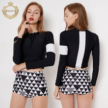 Load image into Gallery viewer, 2018 Print Floral Two Piece Swimsuit Long Sleeve Swimwear Short Pants Women Bathing Suit  Swimsuit Wetsuit Surfing Swim Suits