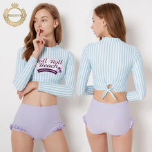 Load image into Gallery viewer, 2018 Print Floral Two Piece Swimsuit Long Sleeve Swimwear Short Pants Women Bathing Suit  Swimsuit Wetsuit Surfing Swim Suits