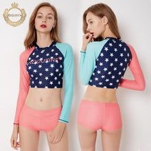 Load image into Gallery viewer, Young Cute Long Sleeve Women Surfing Clothing 2018 Rash Guard Swimwear Two-Pieces Sports Pants Swimsuit Windsurfing Bathing Suit