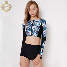Load image into Gallery viewer, 2018 New Women Rash Guard Three Pieces Swimwear Long Sleeve Bikinis Set Bodysuit Tankinis Swimsuit Surf Bathing Suit