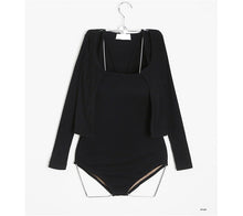 Load image into Gallery viewer, Long Sleeve One Piece Swimsuit Solid Swimwear Women Push Up Monokini Two Pieces Swim Suit White Trikini Korea Style Bathing Suit